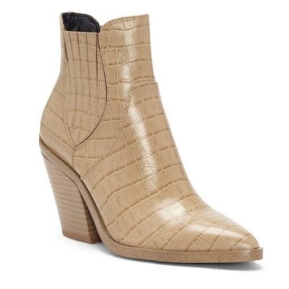 Rebecca Minkoff Sabana Croc-Embossed Spring Leather Western Booties in Sabbia